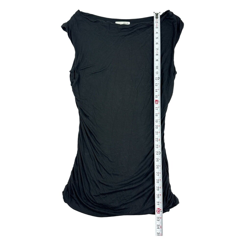 WD.NY Black Ruched Mini Dress Women’s Large Stretch Boat Neck Cap Sleeve - Picture 6 of 6